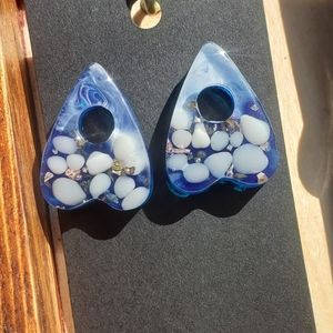 Sea Inspired Planchette Earrings/ Stainless Steel Post/ Resin Jewelry